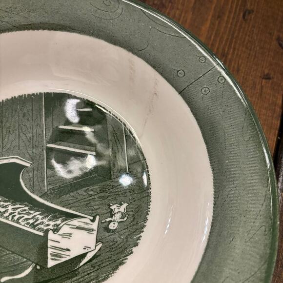 Vintage Set of 2 Royal Colonial Homestead Green 8 3/8" Rim Soup Bowls - Picture 2 of 7